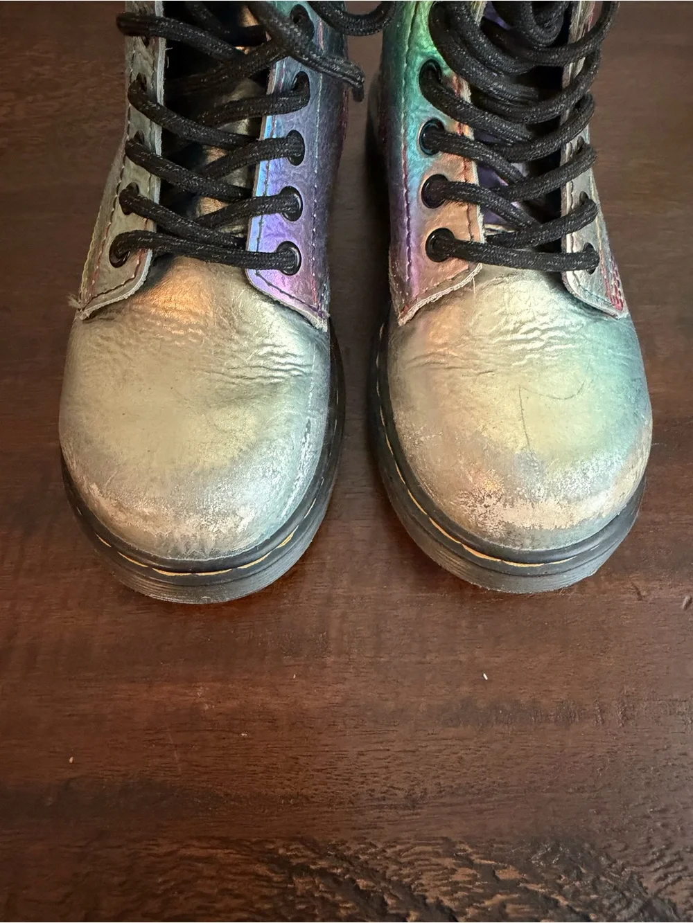 Dr. Martens Junior 1460 Rainbow Leather Lace Up Boots